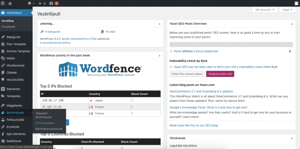 wordpress bővítmény hozzáadása