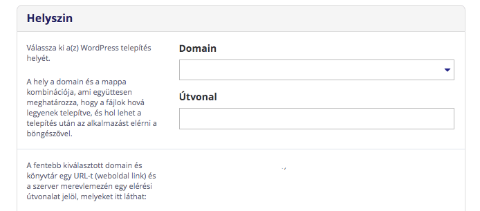 domain beállítás
