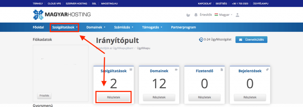 tárhely főoldal