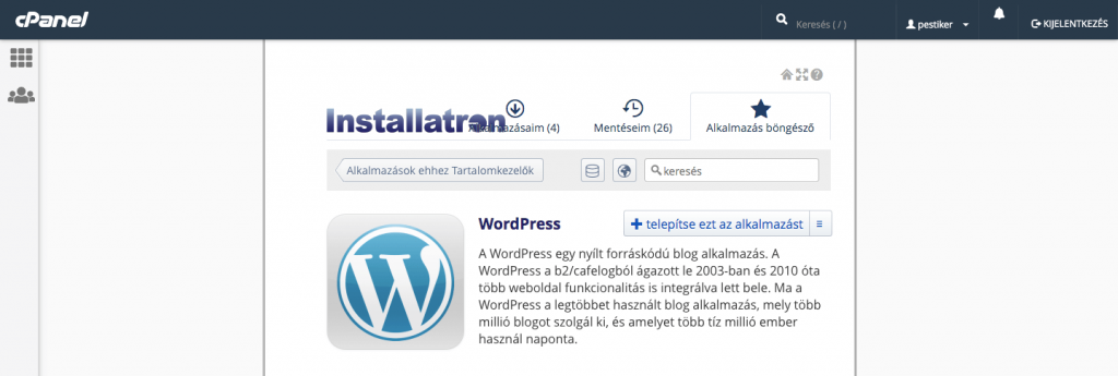 Wordpress automatikus telepítés