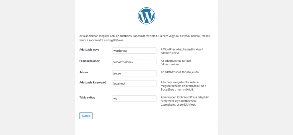 Wordpress kézi telepítés