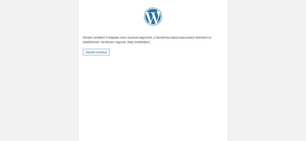 Wordpress telepítő futtatása