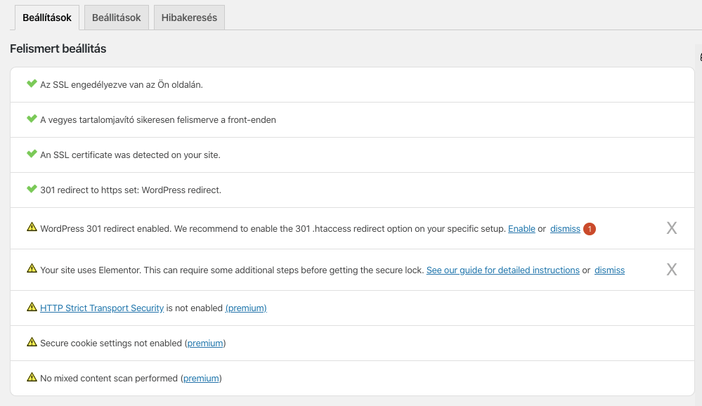 SSL beállítások WordPress