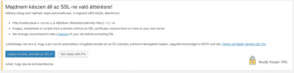 SSL tanúsítvány aktiválás