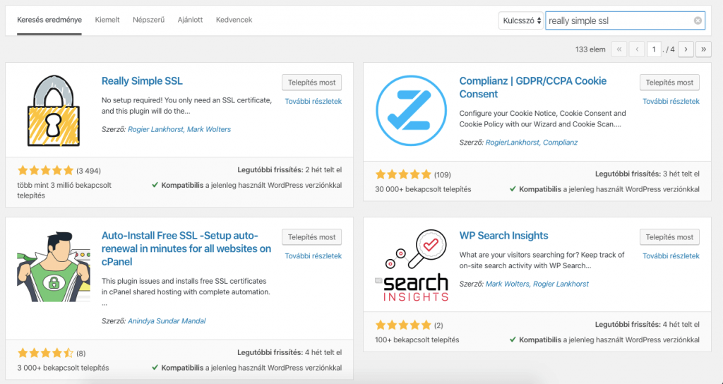 SSL WordPress bővítmény