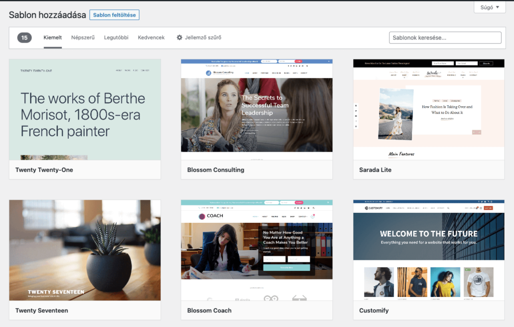 WordPress sablon