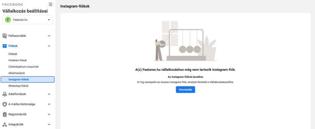 Instagram profil hozzáadása