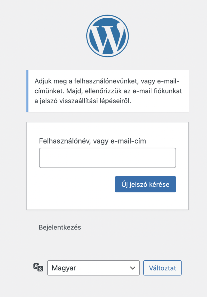 WordPress elfelejtett jelszó