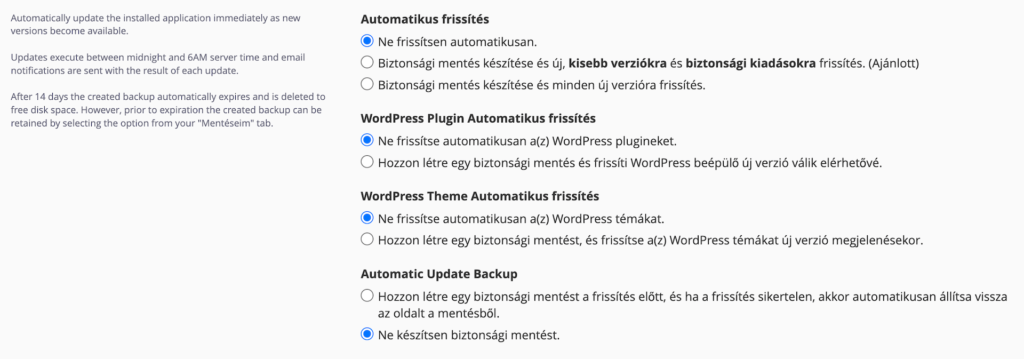 Automata WordPress frissítés