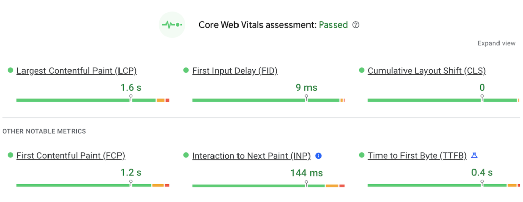 LCP érték - Core Web Vitals